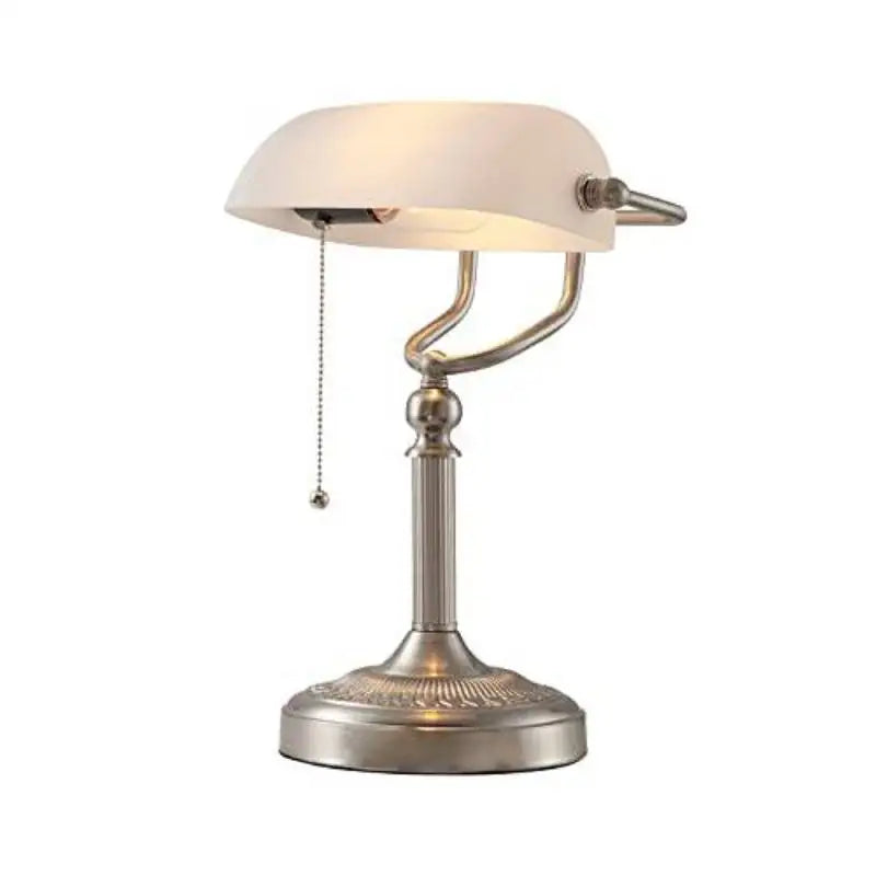 Glowinest™ Classical Banker's Desk Lamp – Green or White Glass Shade | Zipper Switch | Ideal for Living Room, Bedroom, or Office