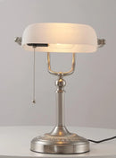 Glowinest™ Classical Banker's Desk Lamp – Green or White Glass Shade | Zipper Switch | Ideal for Living Room, Bedroom, or Office
