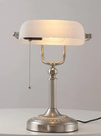 Glowinest™ Classical Banker's Desk Lamp – Green or White Glass Shade | Zipper Switch | Ideal for Living Room, Bedroom, or Office